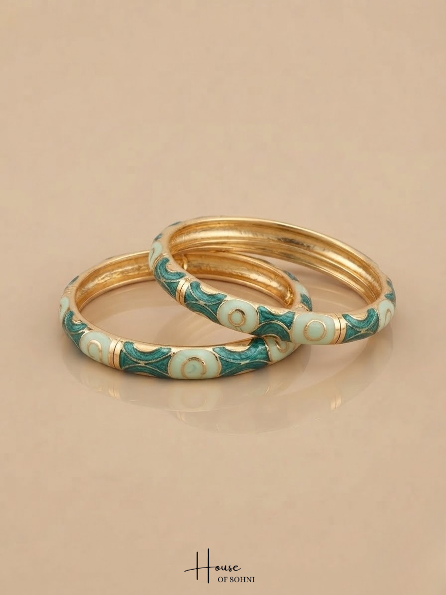 Teal Enamel Bangles