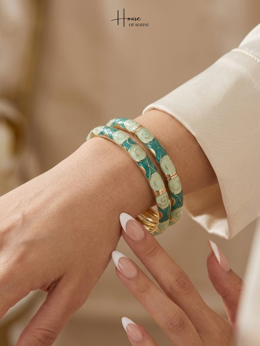 Teal Enamel Bangles