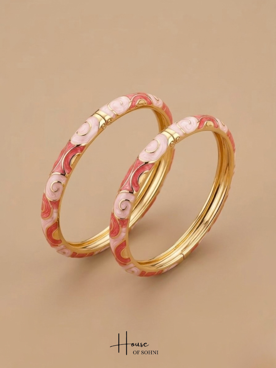 Blush Swirl Enamel Bangles