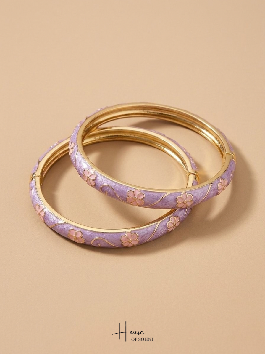 Lavender Garden Enamel Bangles
