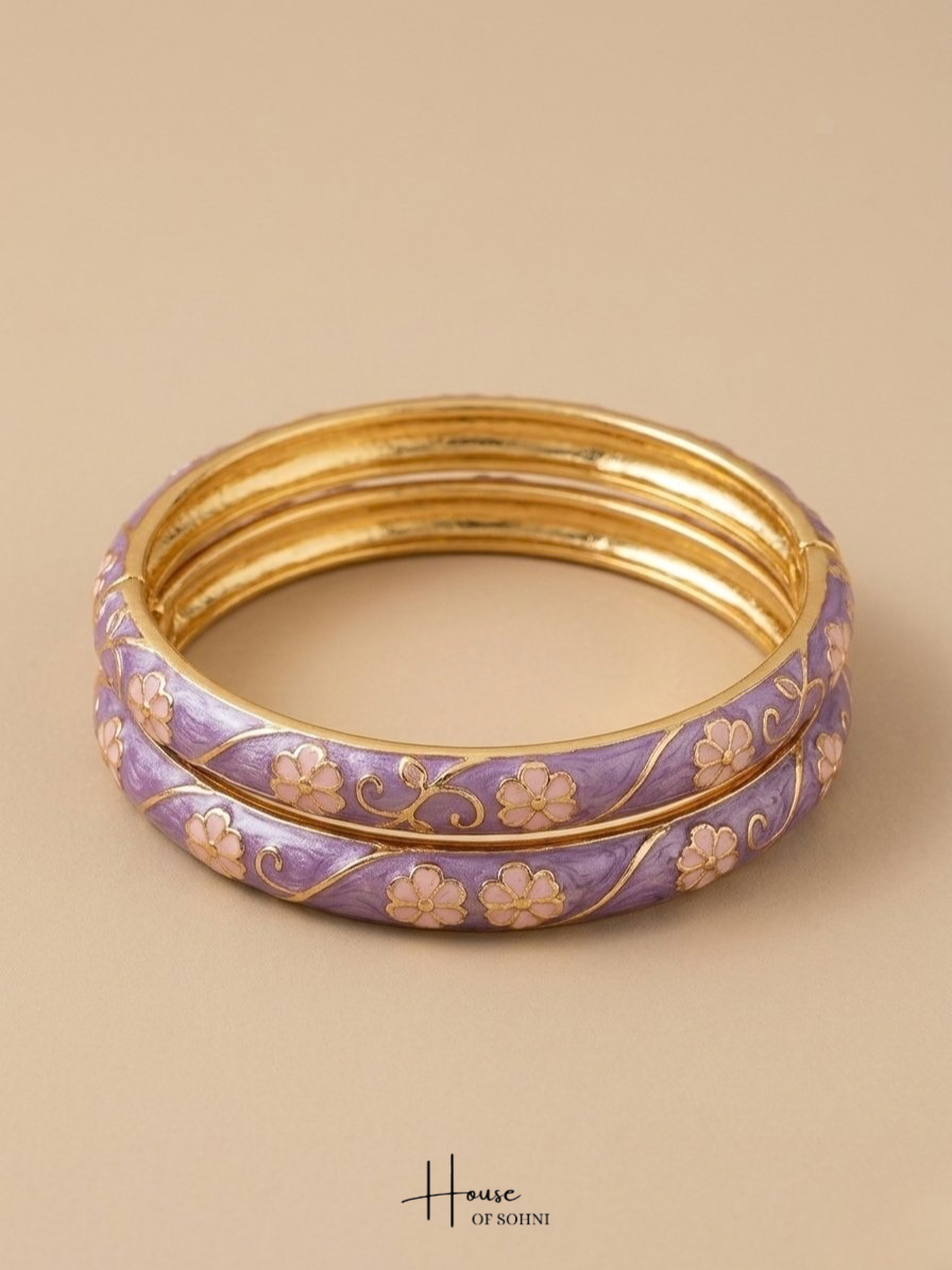 Lavender Garden Enamel Bangles