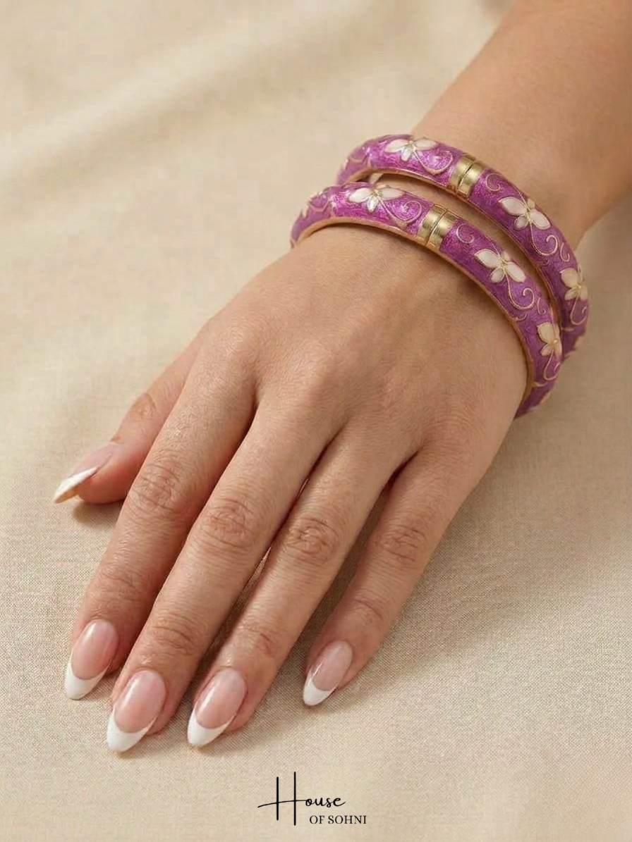 Orchid Floral Enamel Bangles