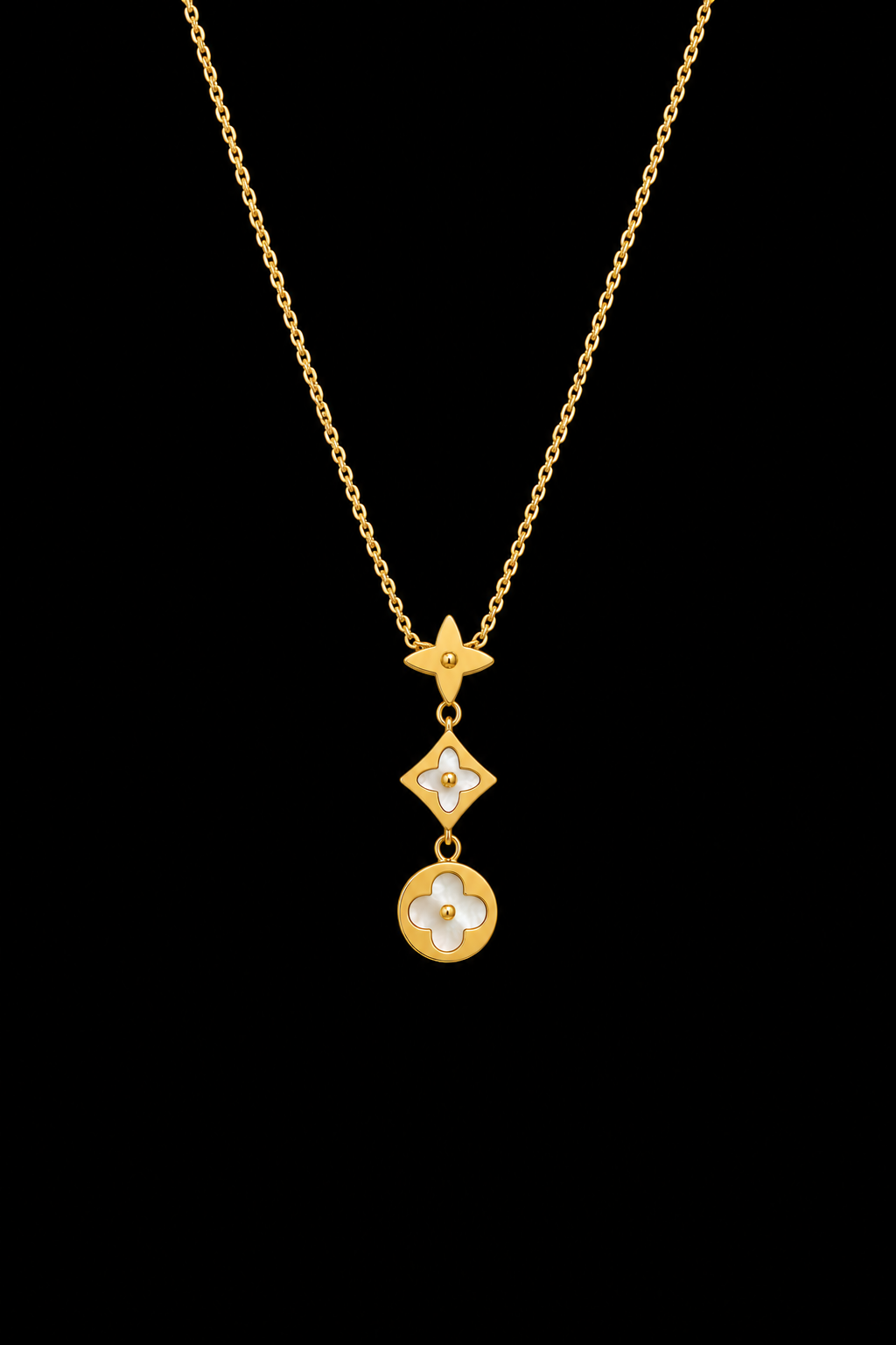 White Triple Drop Necklace
