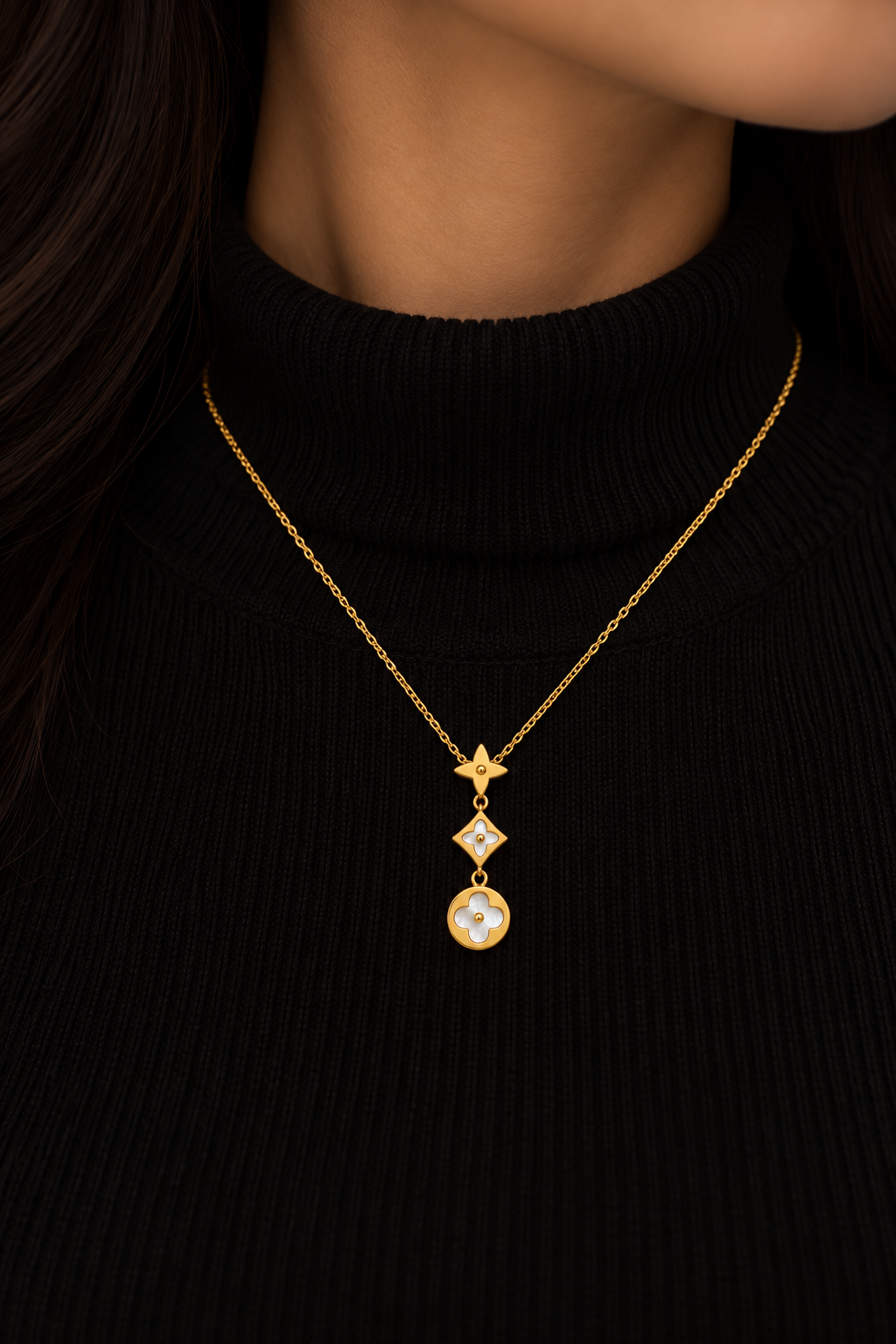 White Triple Drop Necklace