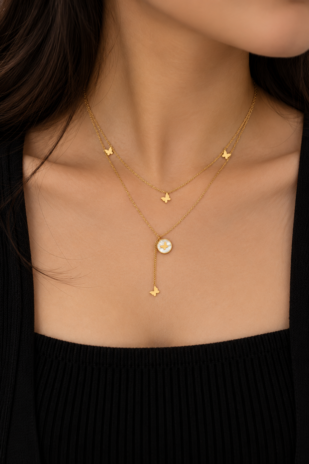 Butterfly Double Layer Necklace
