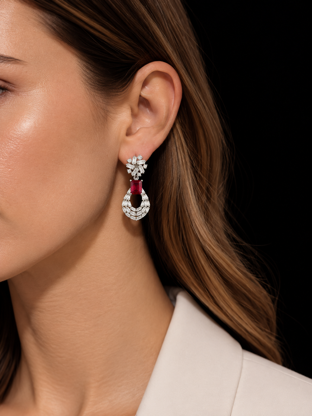 Red Aura Drop Earrings