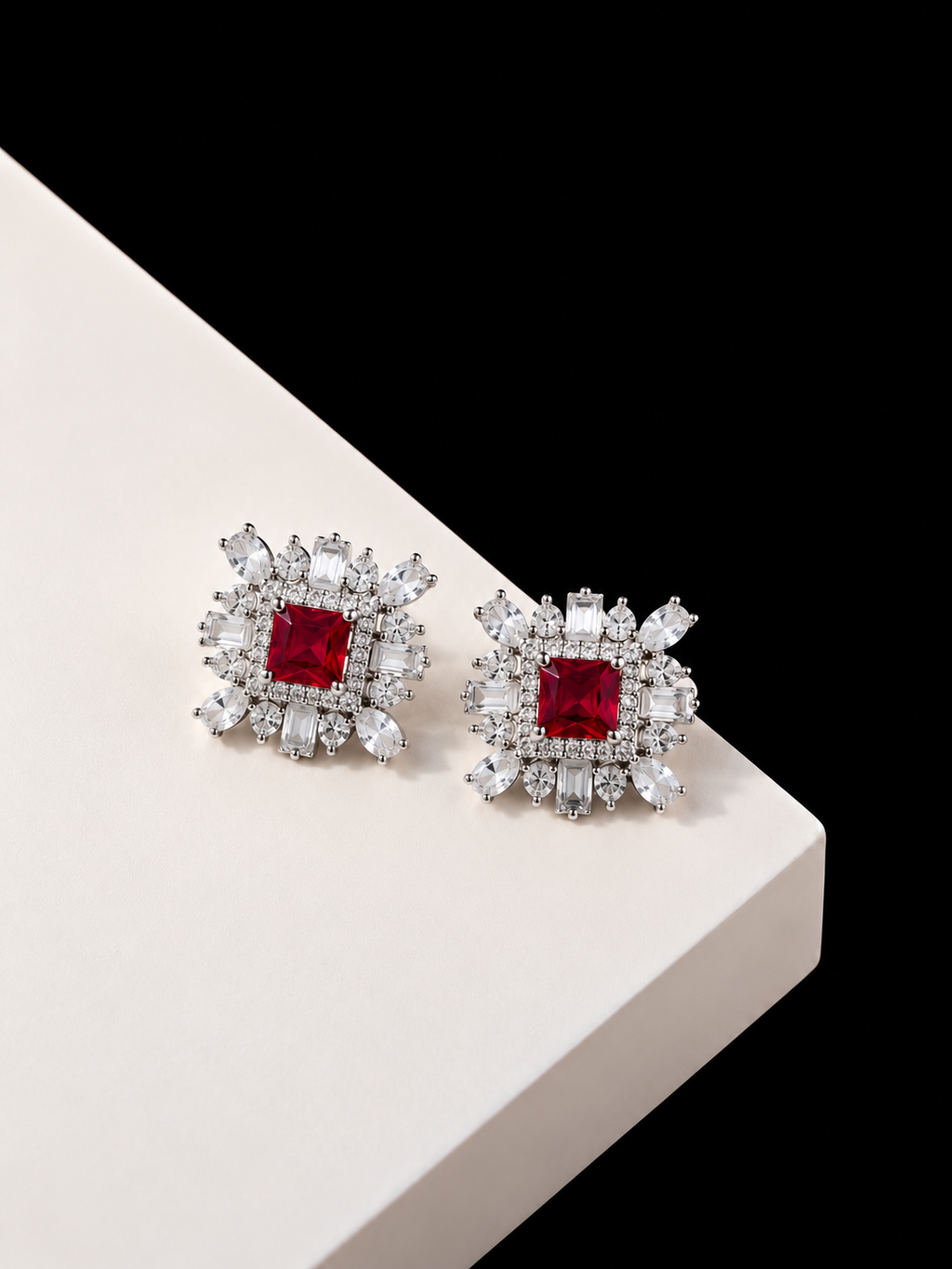 Ruby Crystal Studs