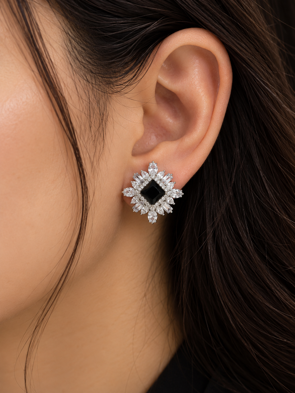 Black Crystal Studs