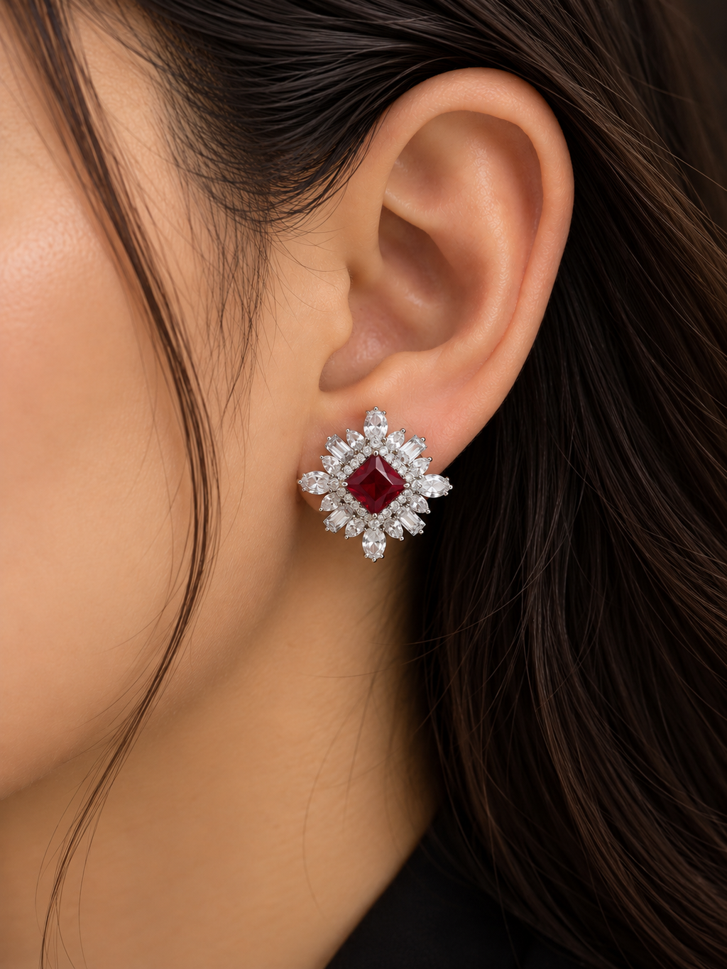 Ruby Crystal Studs