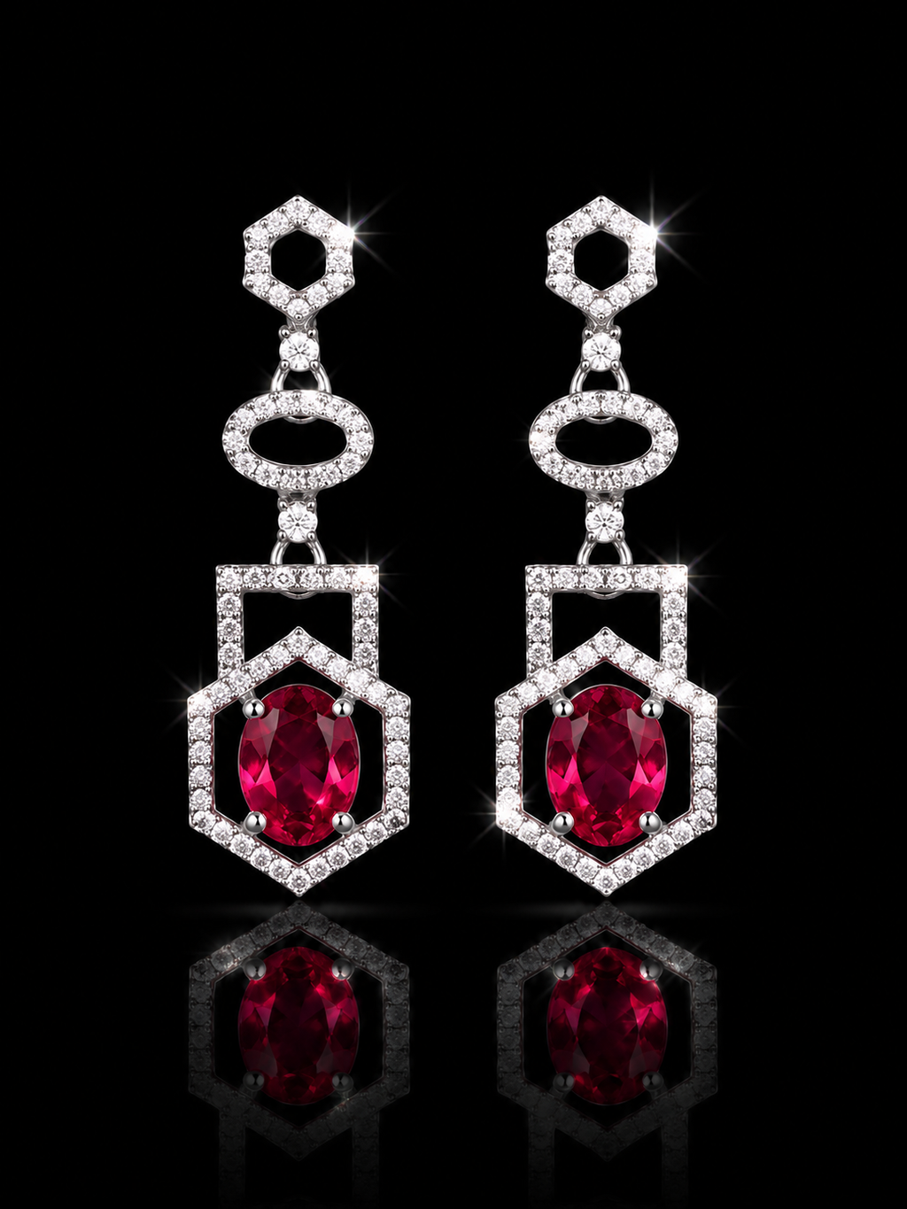 Pink Gem Drop Earings
