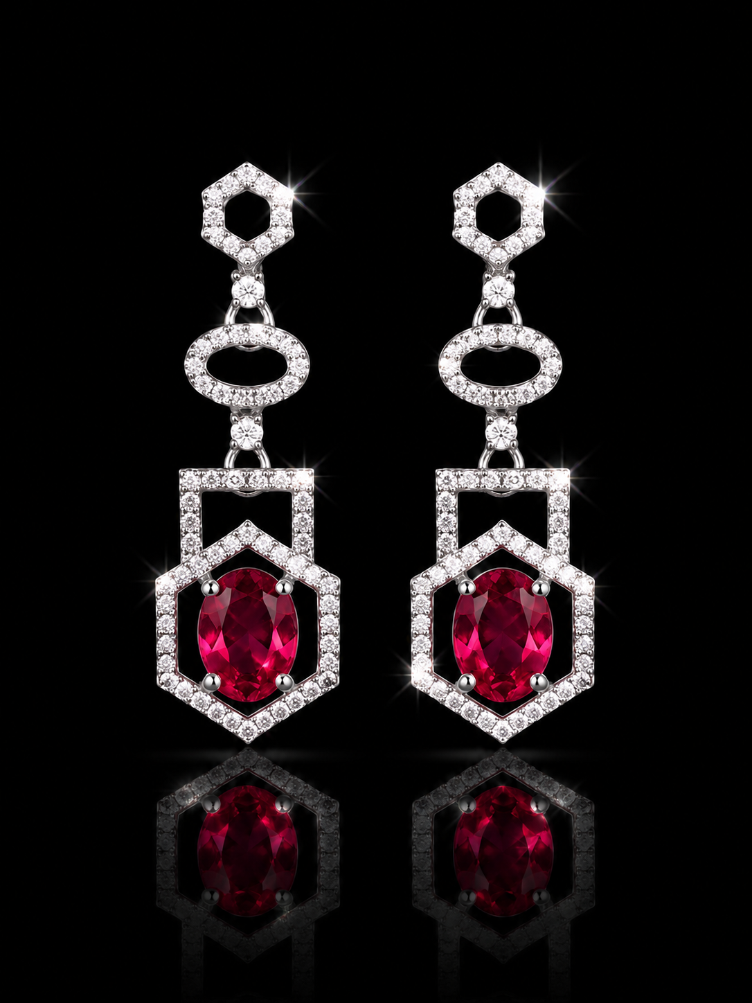 Pink Gem Drop Earings