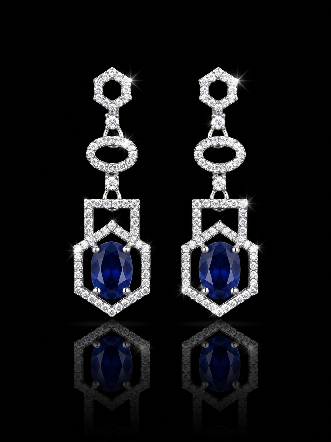 Blue Gem Drop Earings
