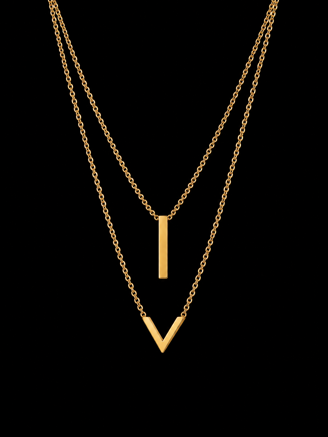 Bar and V duo necklace