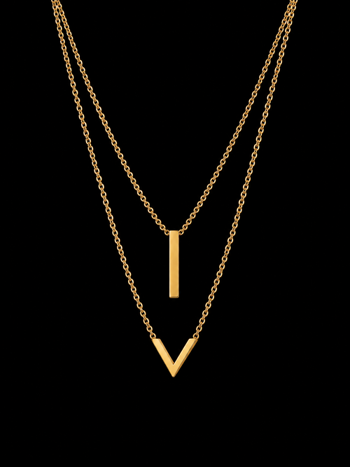 Bar and V duo necklace