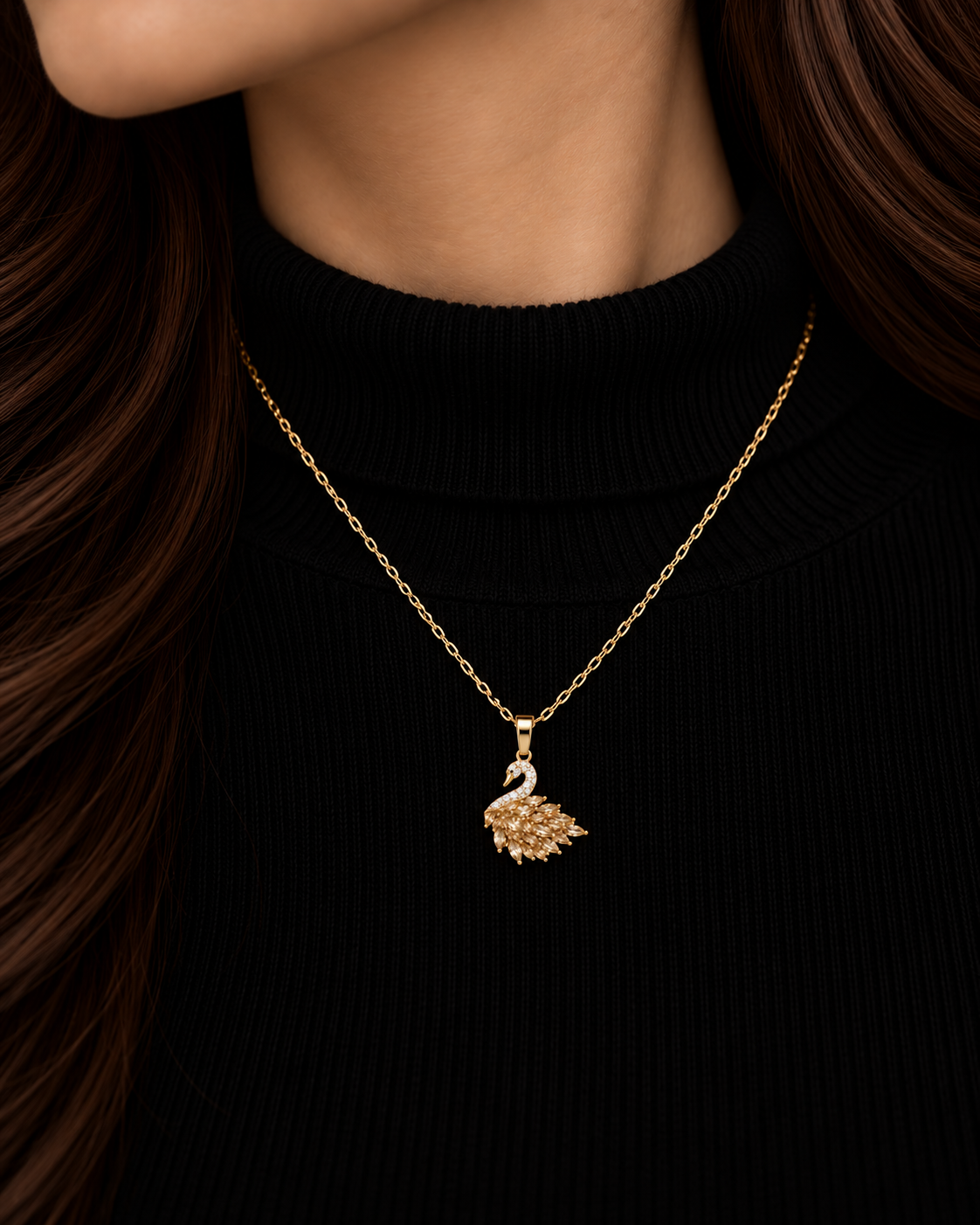 Golden swan necklace