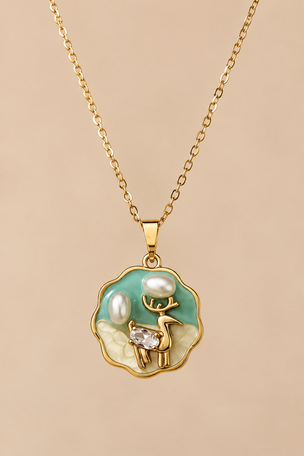 Enamel Pearl Garden Necklace