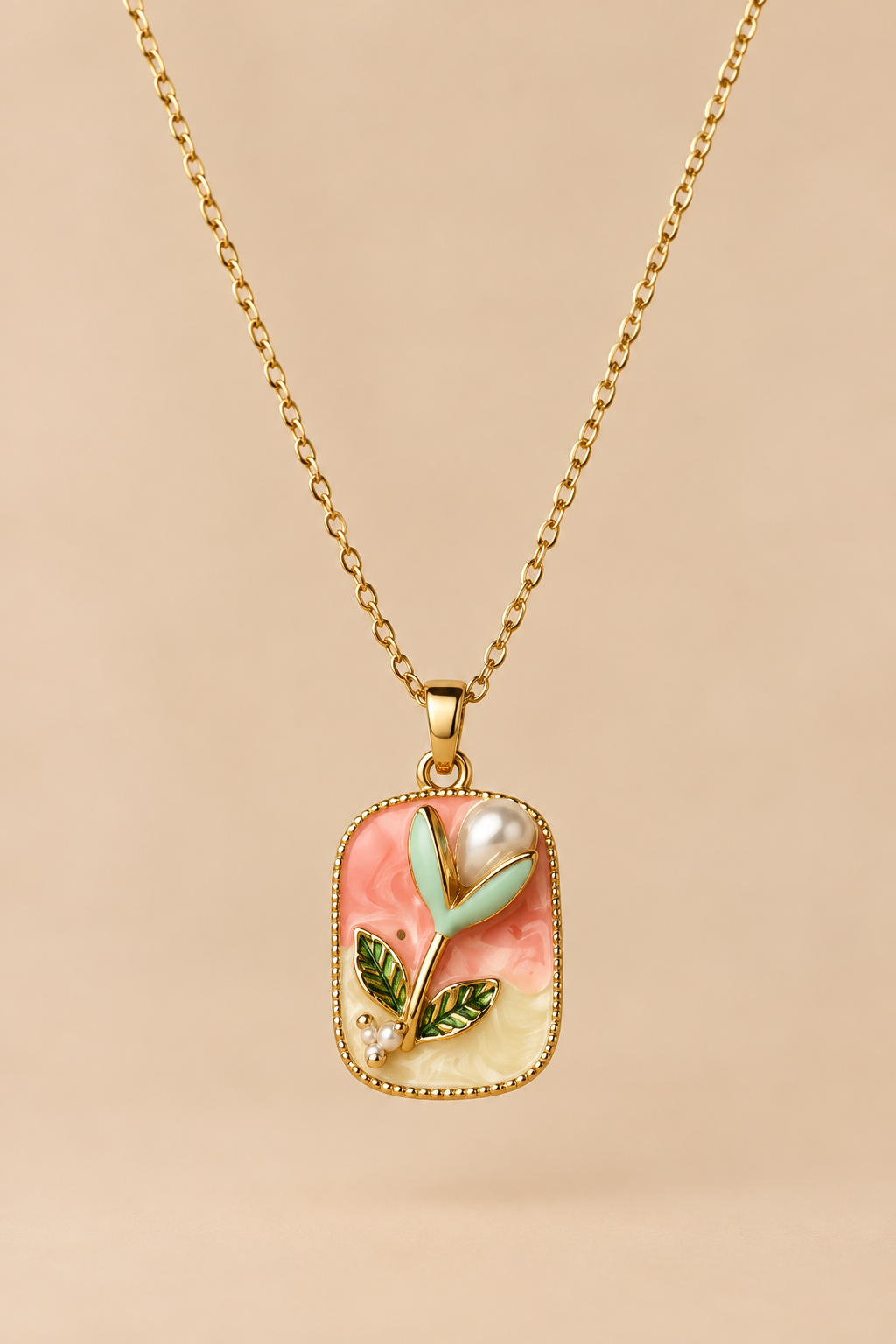 Blush Pearl Enamel Necklace