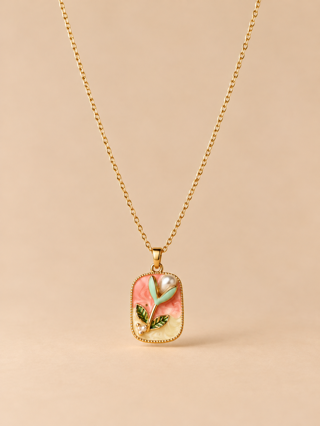 Blush Pearl Enamel Necklace