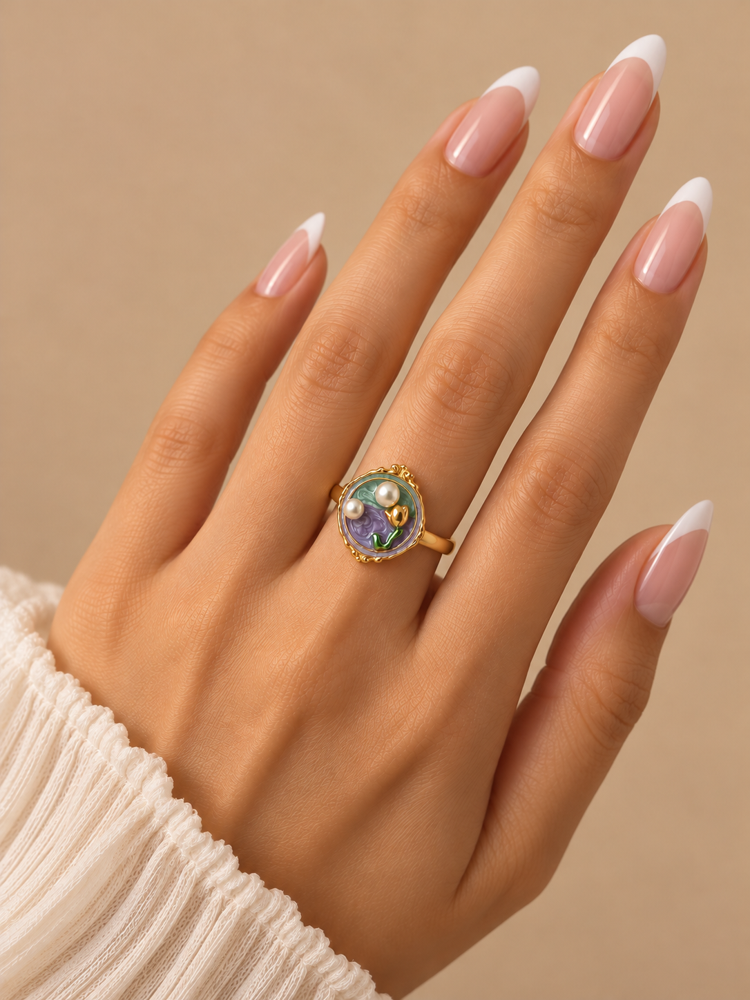 Lavender Bloom Pearl Ring
