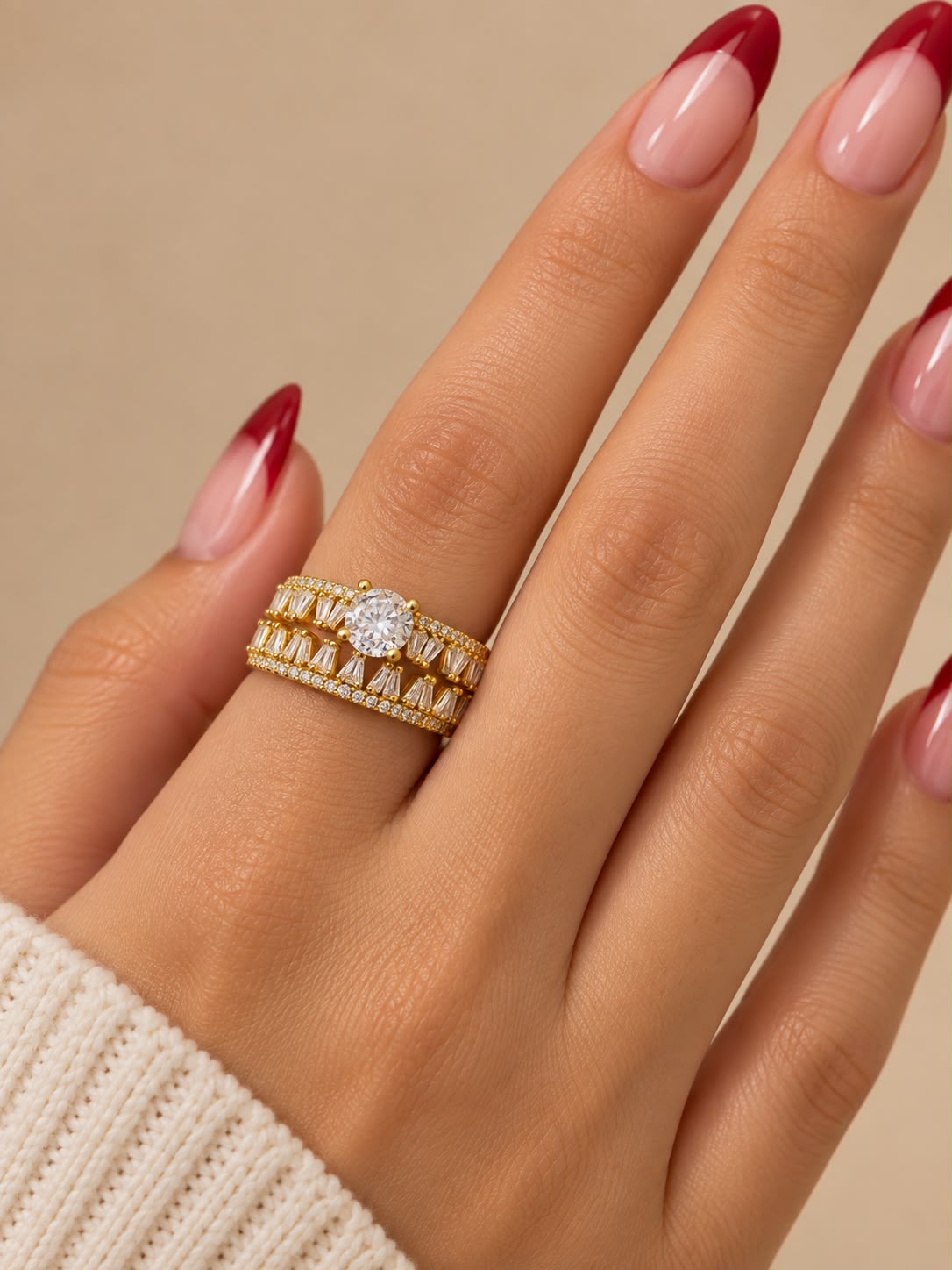 Gold Crystal Stacking Ring Set