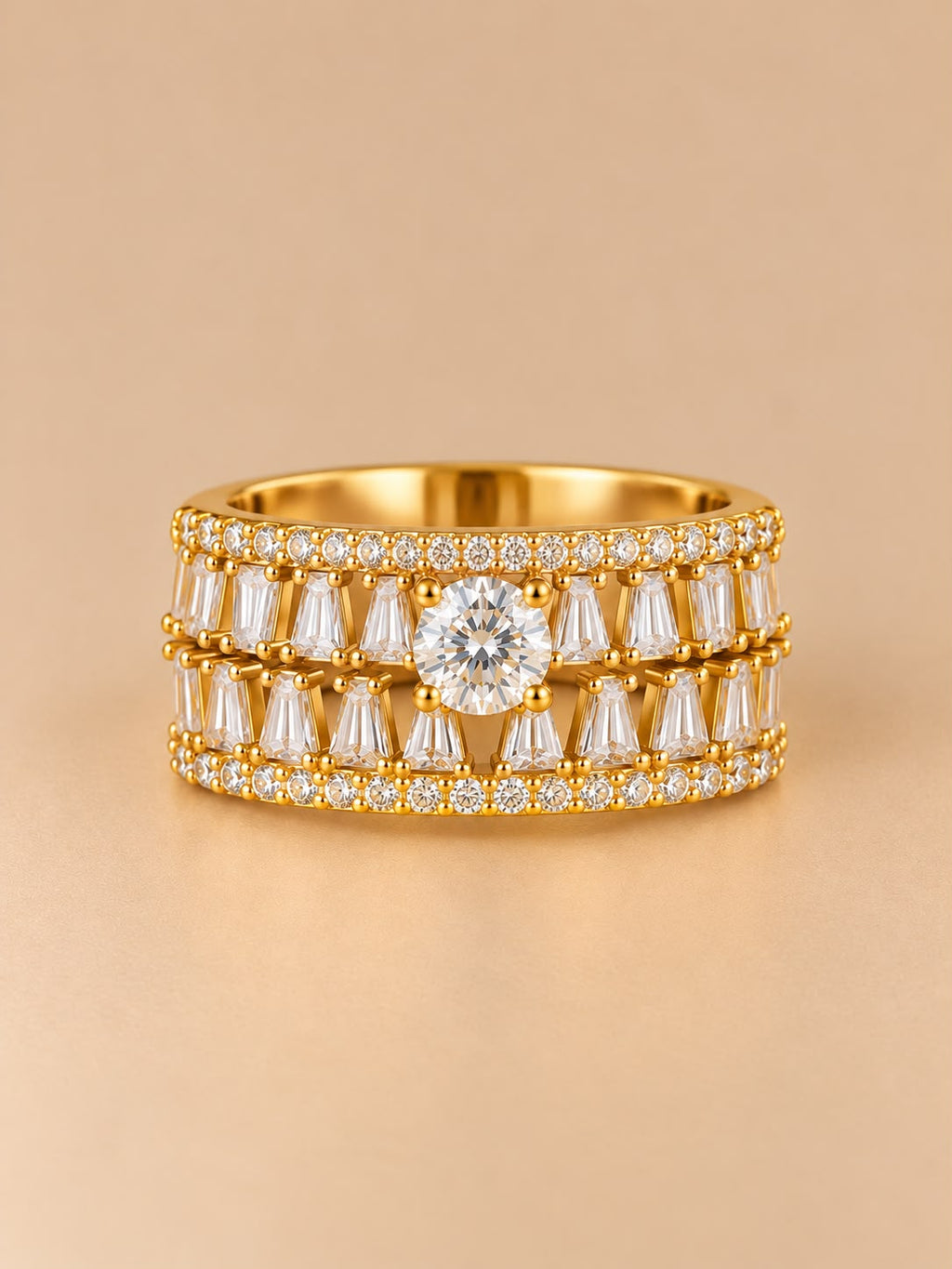 Gold Crystal Stacking Ring Set